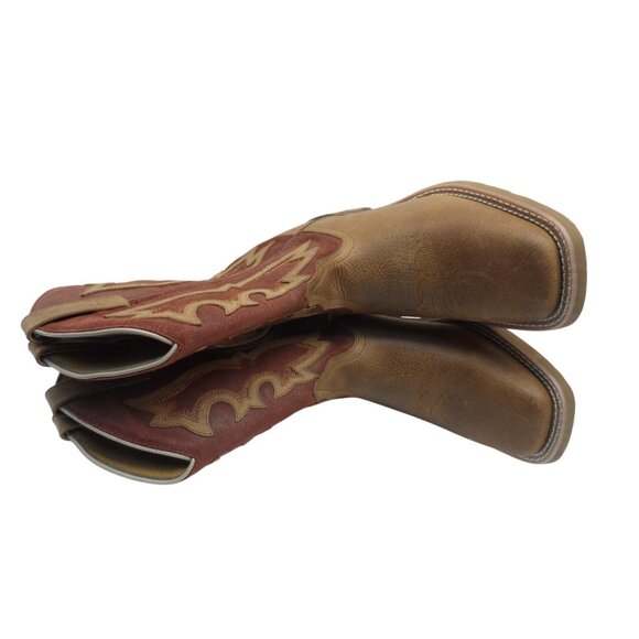 Laredo Men's 10" Cowboy Square Toe Leather Western Boots Brown/Rust Size 9D - Picture 4 of 8